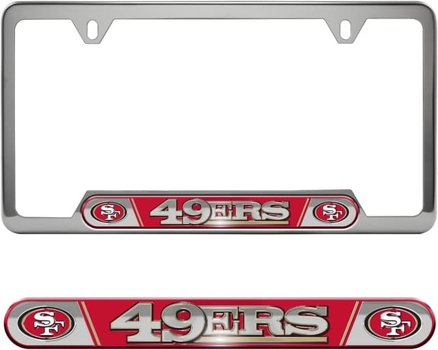 Detalle de FANMATS NFL Embossed License Plate Frame (Stainless Steel) with Team Logo Inserts