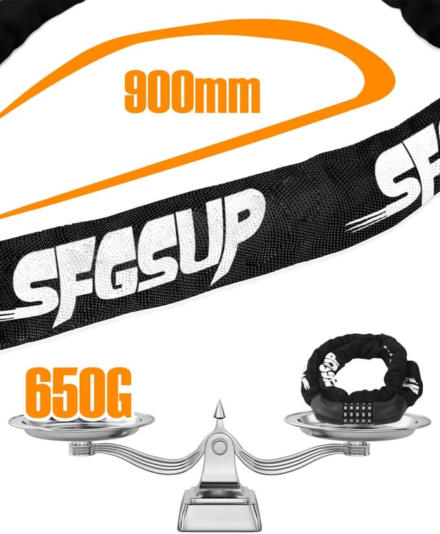 Detalle 1 de SFGSUP Zahlenschloss für das Fahrrad: 5-stelliger Code, 6 mm Stahlkette (90 cm)