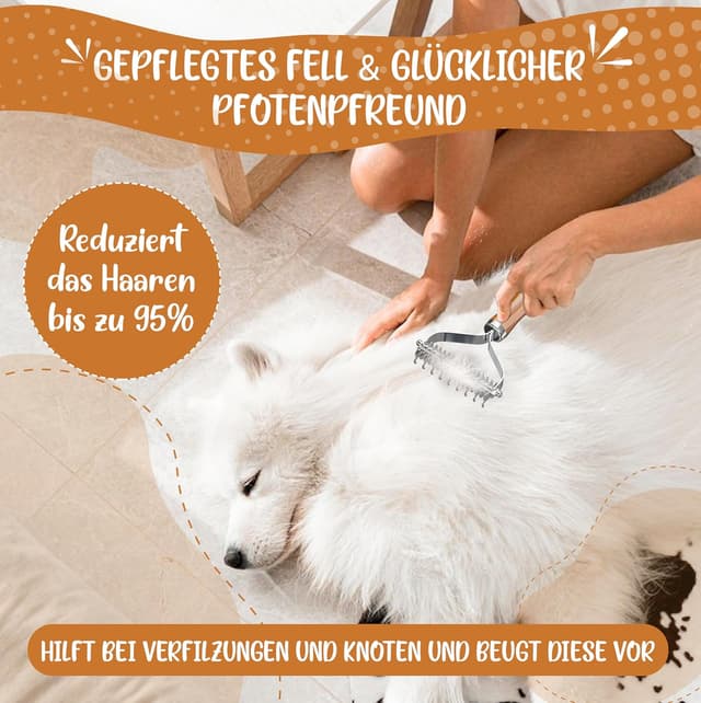 Detalle de TESTURTEIL SEHR GUT Unterwollbürste & Unterfellbürste für langhaarige Katzen und Hunde