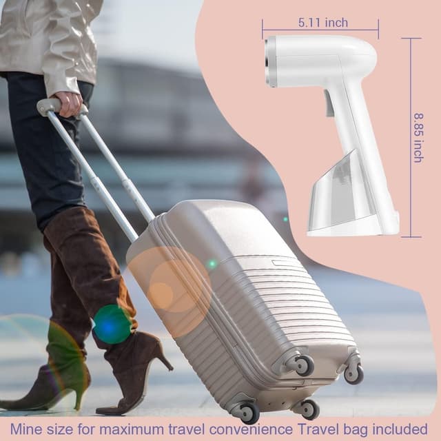 Detalle de Portable Clothes Steamer (Handheld) Steam Presses 2000W – FMK travel steamer for clothes, curtains & dresses