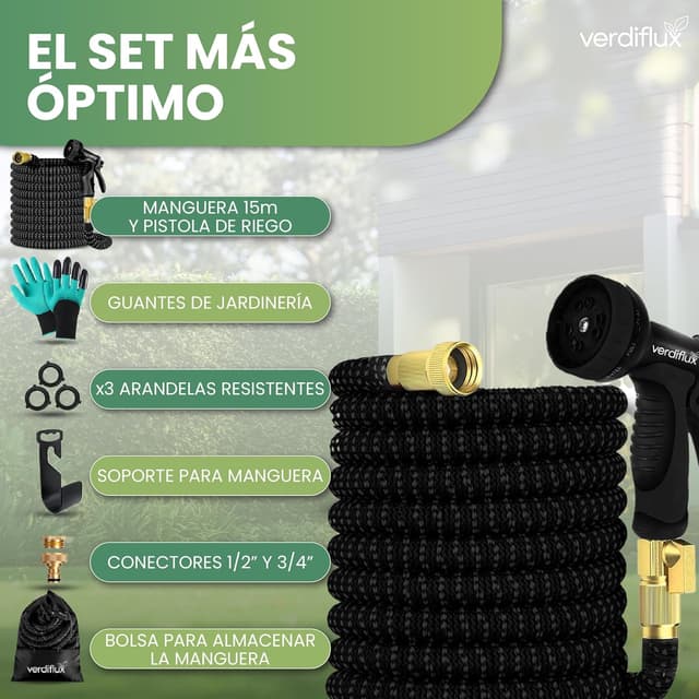 Thumbnail 3 de Verdiflux Manguera Jardin 15 m para riego 🌿