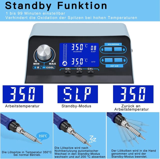 Detalle 2 de Preciva 992D+ Heißluftlötstation 750W