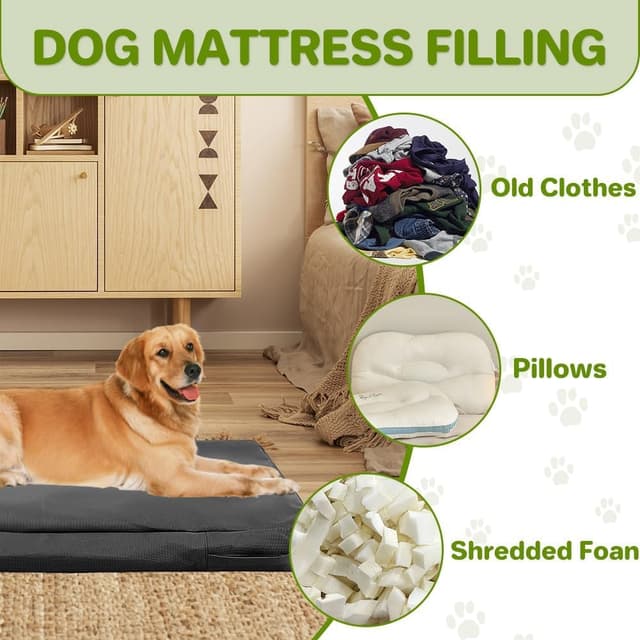 Detalle 2 de DUJUIKE coprimaterasso impermeabile di ricambio per cani con cerniera (M, 92 x 59 x 10 cm)