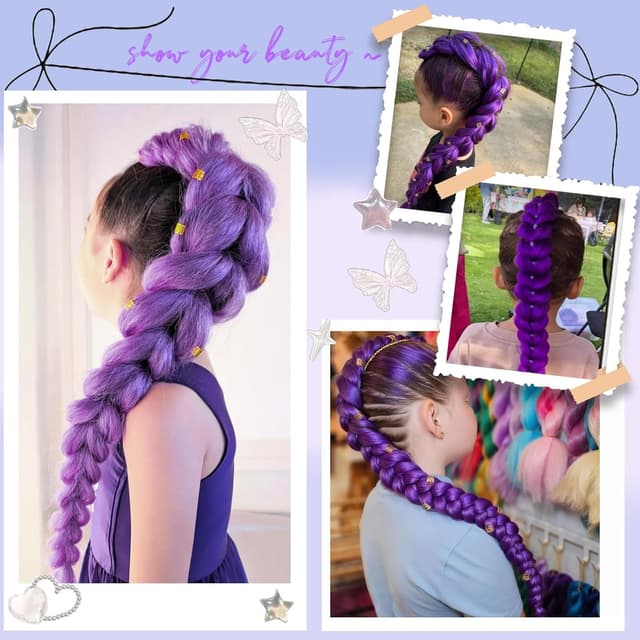 Thumbnail 5 de STRUKTURPASTE Rumi Kostüm Kinder 60cm K-Pop Dämonenjäger Lila Perücke