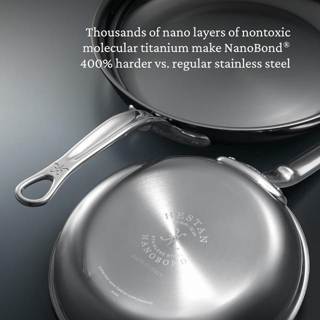 Detalle de Hestan NanoBond Collection Titanium Stainless Steel 8.5-Inch Frying Pan (Induction Compatible, PFAS & Chemical Free)