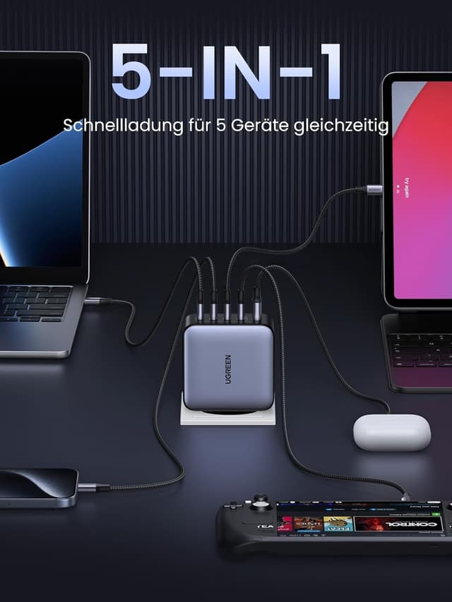 Detalle de UGREEN Nexode 100W 5‑Port Ladegerät