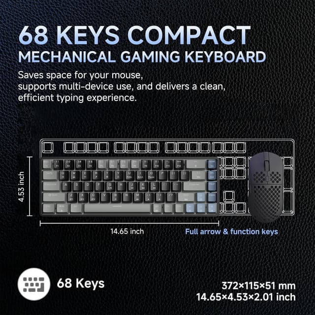 Detalle 2 de Dierya DK68 tastiera gaming 60% ⌨