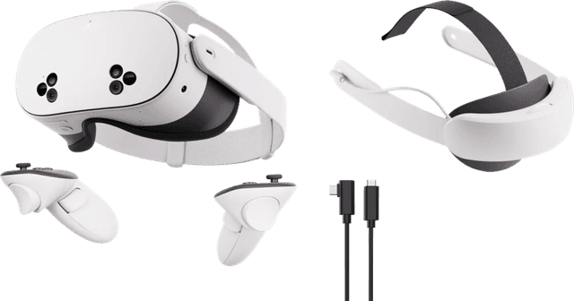 Detalle de Meta Quest 3S 128GB (Meta) inkl. BlueBuilt PC Link-Kabel & Elite Strap mit Akku