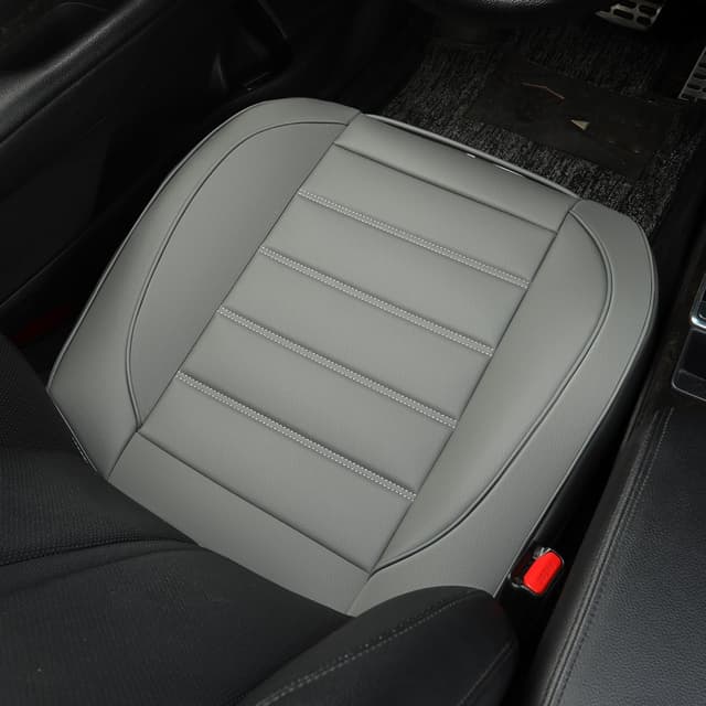 Thumbnail 6 de Vankerful 2 Pack Leather Front Car Seat Covers (Grey) – bottom seat cushion protectors with anti-slip edge