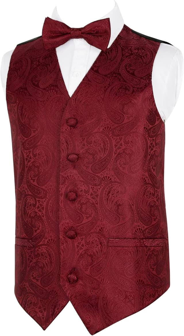 Detalle de Alizeal Boys Classic Paisley Bow Tie and Suit Vest Set