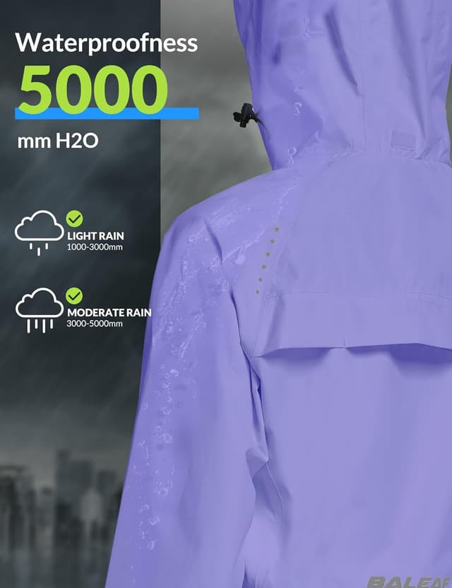 Detalle de baleaf Damen Fahrradjacke Regenjacke wasserdicht & atmungsaktiv – leichte Outdoor-Windjacke für Sommer, Trekking & Sport