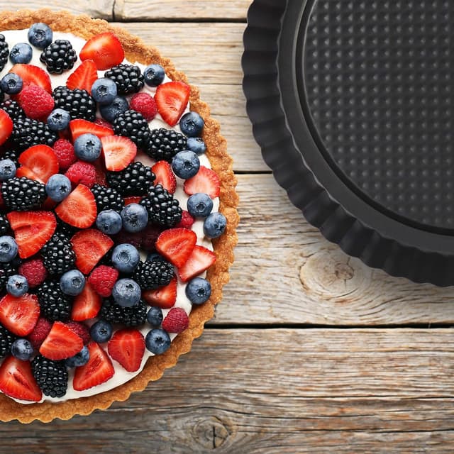 Detalle de Relaxdays Molde Quiche Set 🥧, 3 Platos Antiadherentes