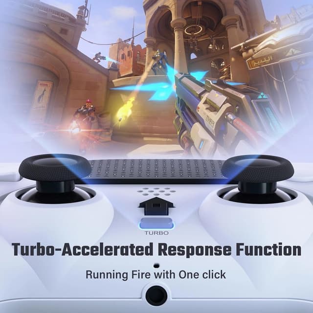 Detalle de LATEC Wireless-Controller für PS4: Bluetooth Gamepad mit 2 programmierbaren Tasten, Turbo & 3,5-mm-Audio