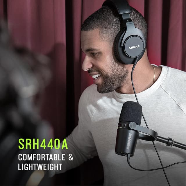 Detalle de Shure SRH440A Over-Ear Wired Studio Headphones for Monitoring & Recording (Black)