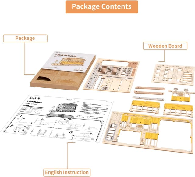 Thumbnail 2 de Rolife Tramcar Puzzle 3D Legno 164 pezzi