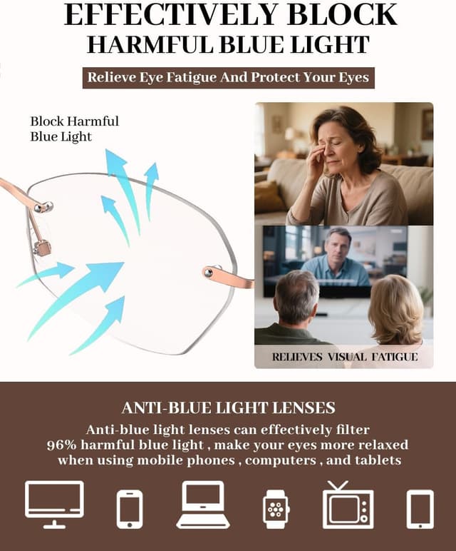 Thumbnail 6 de LUFF Rahmenlose Lesebrille mit 8H Blaulichtblock