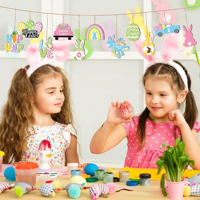 Detalle 2 de Easter Bunny Wooden Hanging Ornaments 24 pcs