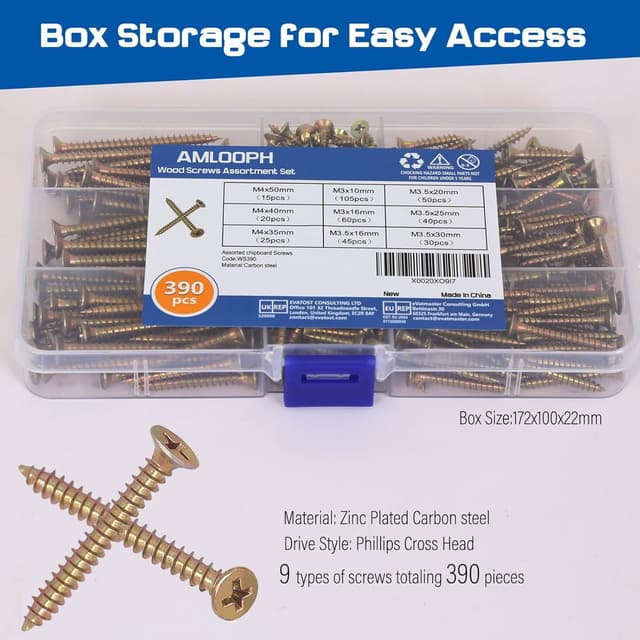 Thumbnail 2 de AMLOOPH Wood Screws Assortment 390pc