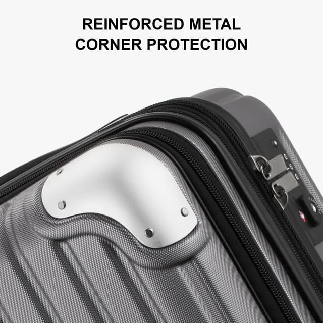 Detalle de LEVEL8 20-Inch Carry-on Suitcase with Laptop Compartment, Expandable Spinner Trolley (ABS+PC, TSA) – Grey