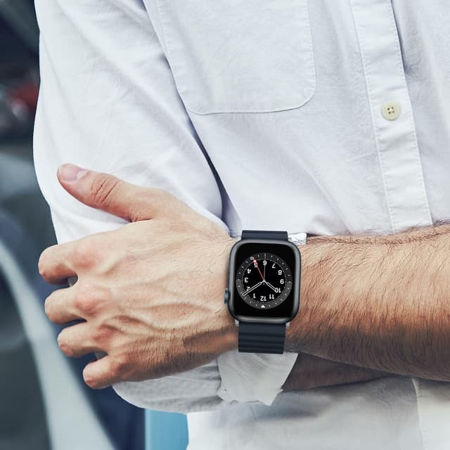 Detalle 2 de Tasikar Magnetic Straps for Apple Watch (Navy Blue) Silicone Band with Magnetic Closure – 49mm/46mm/45mm/44mm/42mm compatible