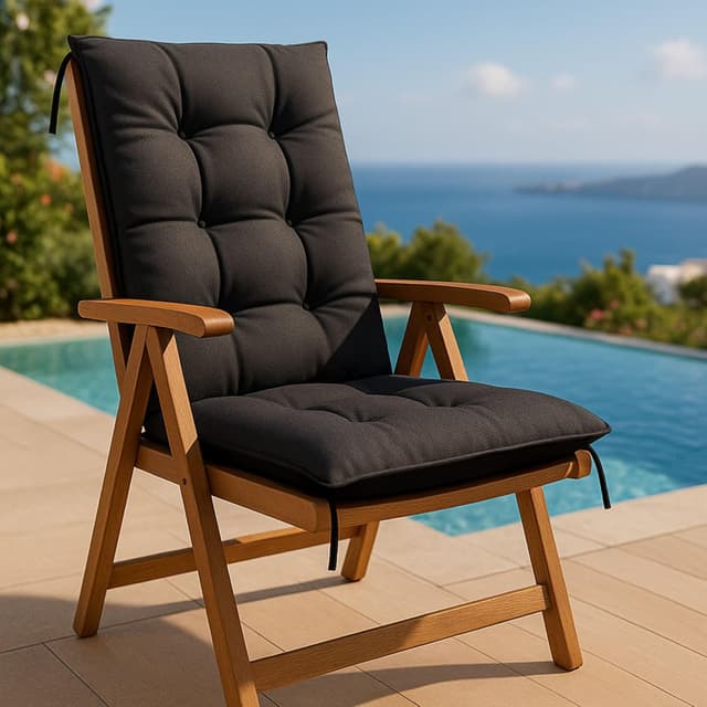 Detalle 2 de Cuscino per sedia da giardino con schienale alto Amazinggirl (set da 4, 50x120 cm) bordeaux impermeabile