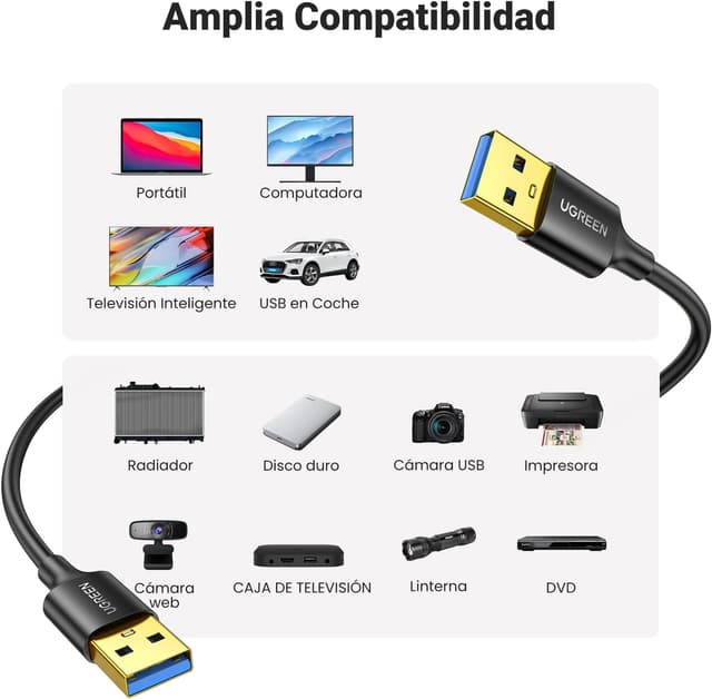 Thumbnail 2 de UGREEN Cable USB 3.0 Tipo A Macho 5 Gbps 🖥️ 1 M