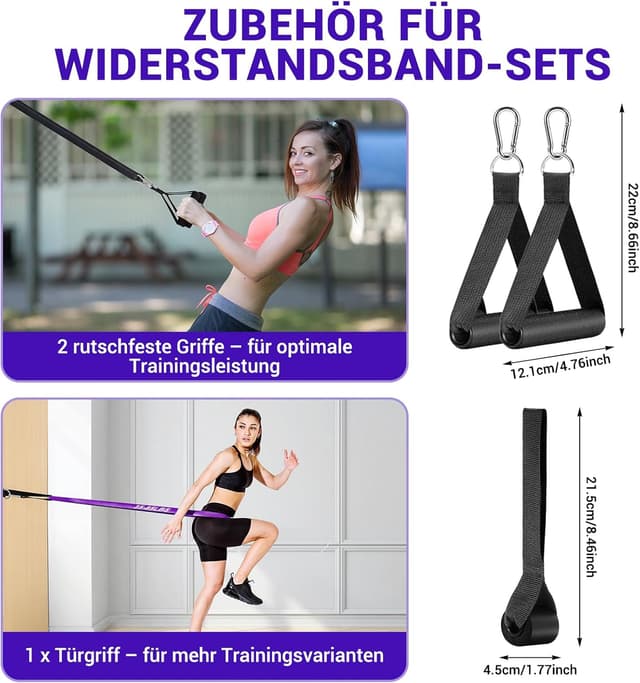 Detalle de Widerstandsbänder Set mit Türanker und Handgriffen – Trainings-Gummibänder für Krafttraining & Rehabilitation