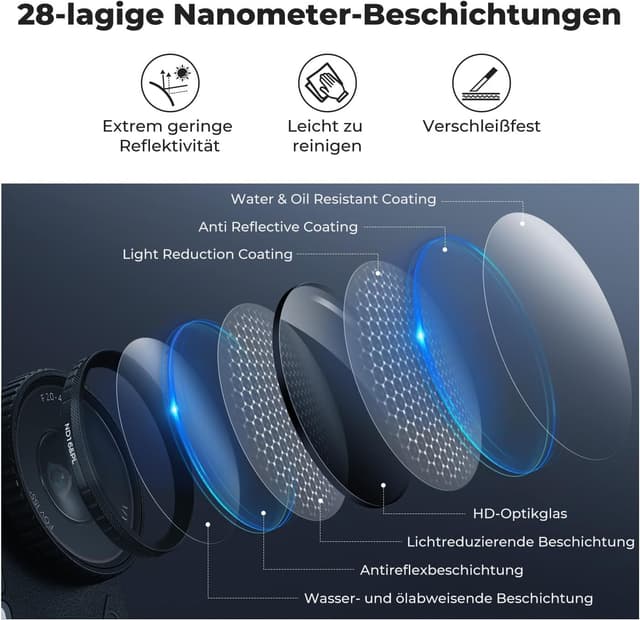 Detalle de K&F CONCEPT ND&PL Filter-Set für DJI Osmo Action 6 (4er-Pack: ND8/PL bis ND64/PL)