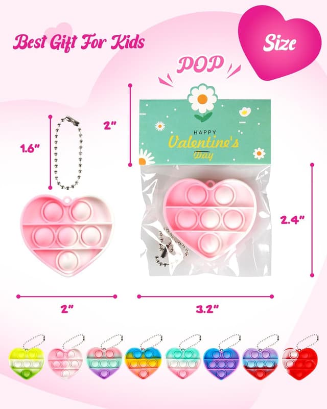 Thumbnail 6 de Jinsome Heart-Shaped Pop Fidget Toys 32 pack