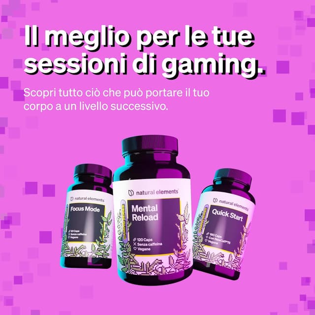 Detalle 2 de natural elements Quick Start – 180 capsule (scorta 6 mesi) con caffeina NewCaff®75, vegane, ad alto dosaggio