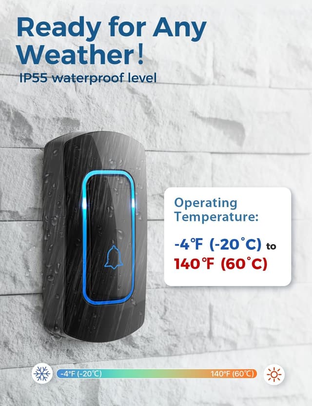 Detalle de AVANTEK wireless doorbell 1312 ft range kit