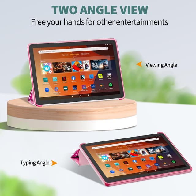 Detalle de Mansiruyi Trifold Smart Case for 10.1-inch Tablets (Glitter Pink) with Auto Sleep/Wake