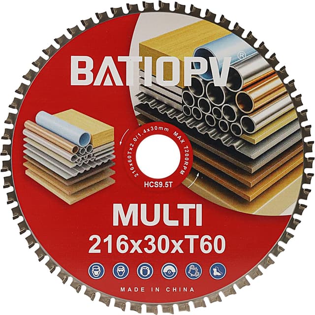 Detalle de BATIOPV Kreissägeblatt 216 x 30 mm für Metall (Stahl & Aluminium) – Hartmetall, 60 Zähne