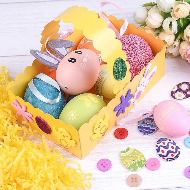 Detalle 1 de IDEALHOUSE 130pcs Easter Eggs Decoration Foam Stickers Set (paintable hanging eggs)