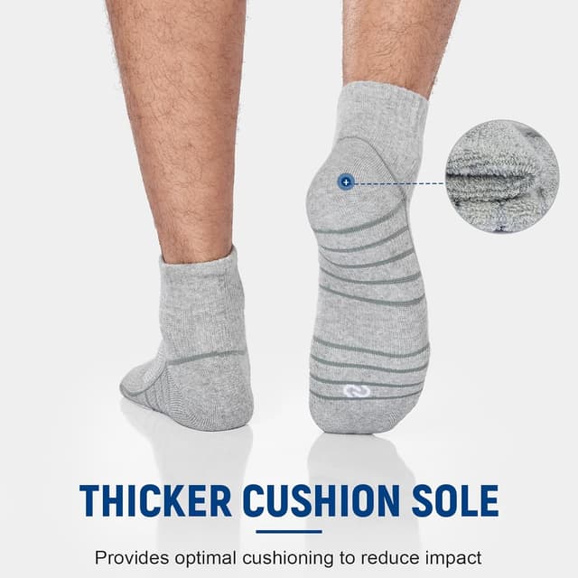 Detalle 2 de coskefy Sports Quarter Ankle Socks (85% cotton) – cushioned anti-blister trainer socks, 6 pairs
