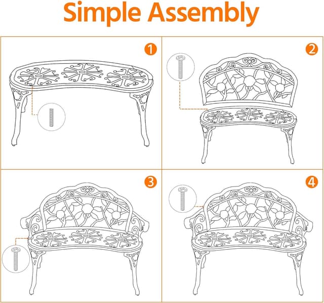 Thumbnail 6 de Yaheetech Banco jardín 2-3 plazas Blanco