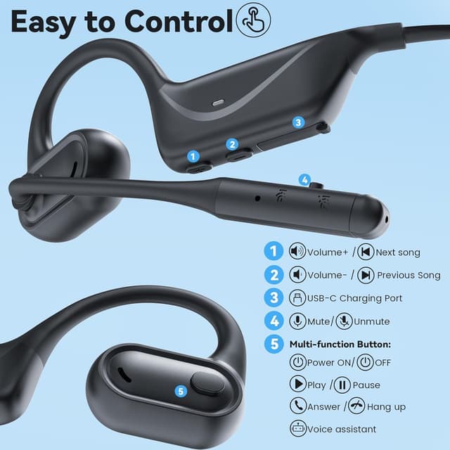 Thumbnail 6 de Monodeal Open-Ear Bluetooth Headphones with Mic (Bone Conduction) — Lightweight headset for work, driving and workouts