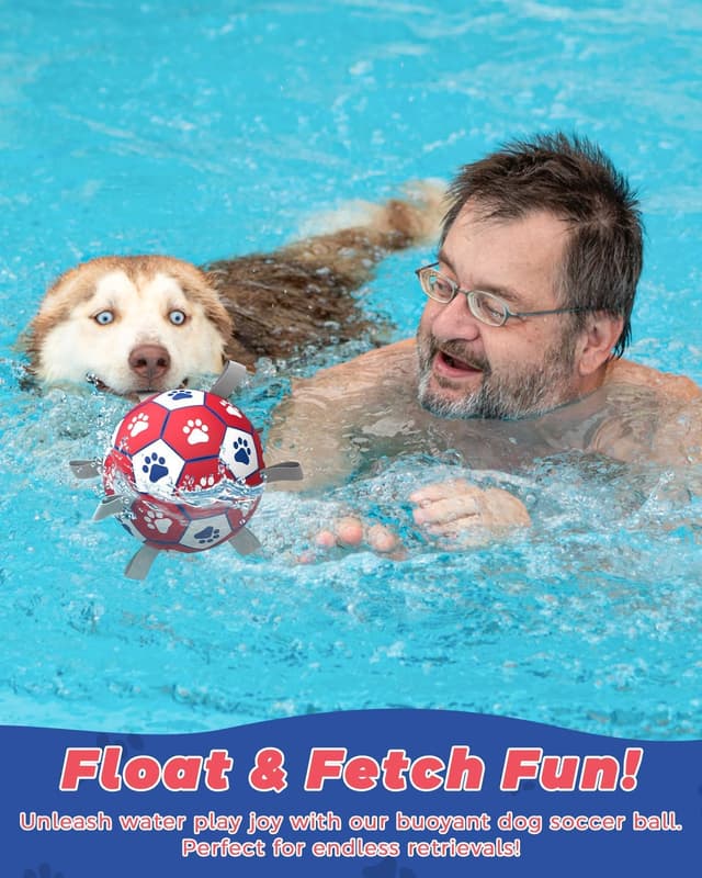 Thumbnail 6 de HETOO Dog Soccer Ball (Red/White) – interactive, floating ball for small to medium dogs