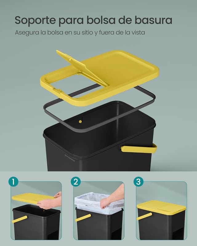 Thumbnail 6 de SONGMICS Cubo de Basura 4 Unidades 20 L apilables color amarillo azul marrón verde