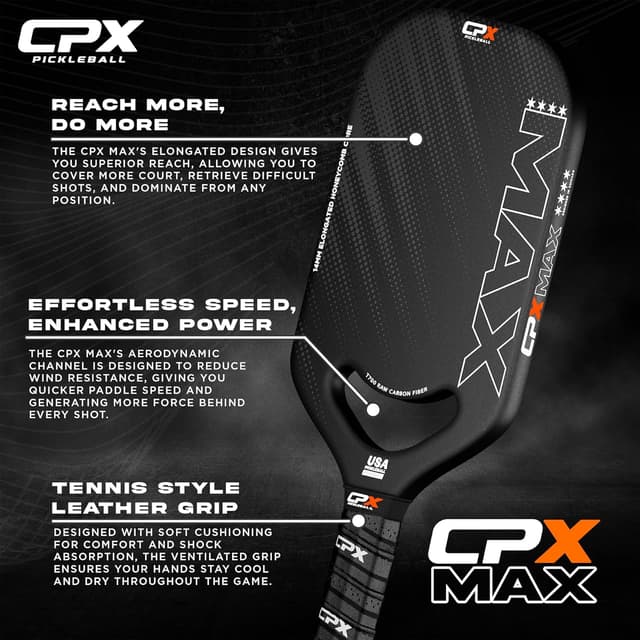 Thumbnail 6 de CPX Pickleball CPX MAX Raw Carbon Fiber T700 Elongated Pickleball Paddle (Professional Grade)