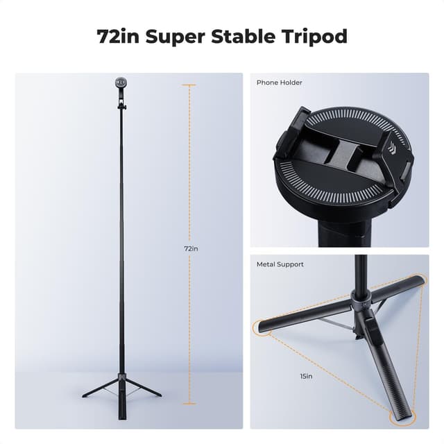 Thumbnail 5 de K&F CONCEPT Popod 72" Phone Tripod with Remote