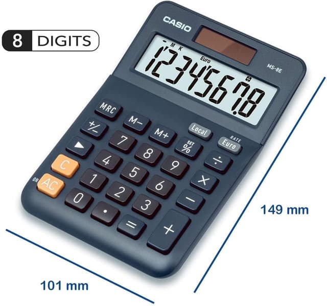 Detalle de Casio Tischrechner MS-8E (8-stellig) mit Währungsumrechnung – für Alltag & Büro