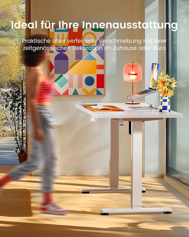 Detalle 2 de ErGear elektrisch höhenverstellbarer Schreibtisch 100 x 60 cm (72–118 cm) mit 4 Speicherhöhen