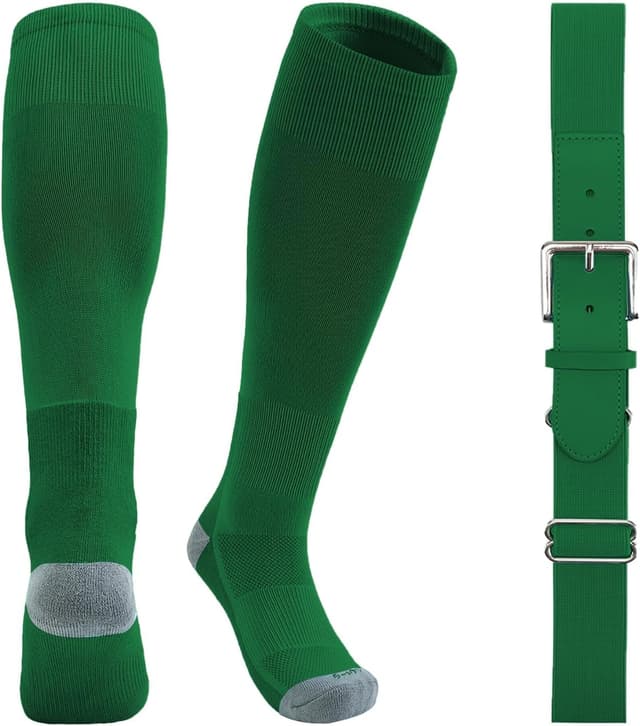 Detalle de QBK Youth Baseball Socks & Belt Combo Set for Kids (Ages 2–16) — Softball/Tee Ball Accessories