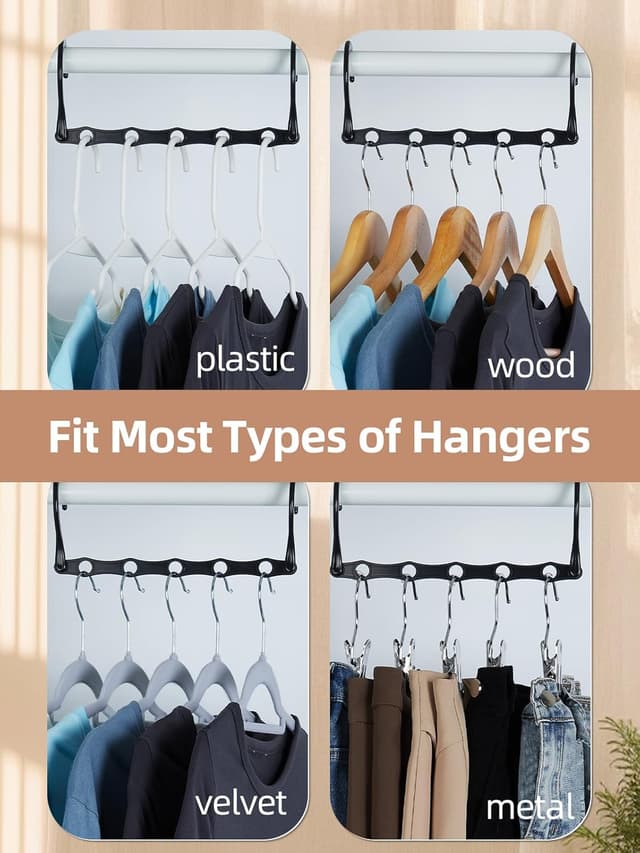 Thumbnail 5 de HOUSE DAY Black Magic Space Saving Hangers 10-pack — cascading closet organizers