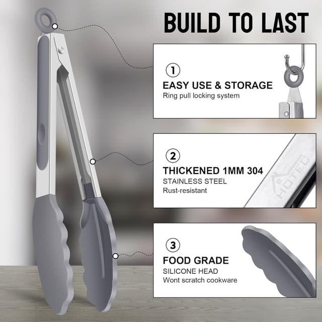 Detalle 2 de HOTEC Pinzas de cocina 9 y 12 pulgadas