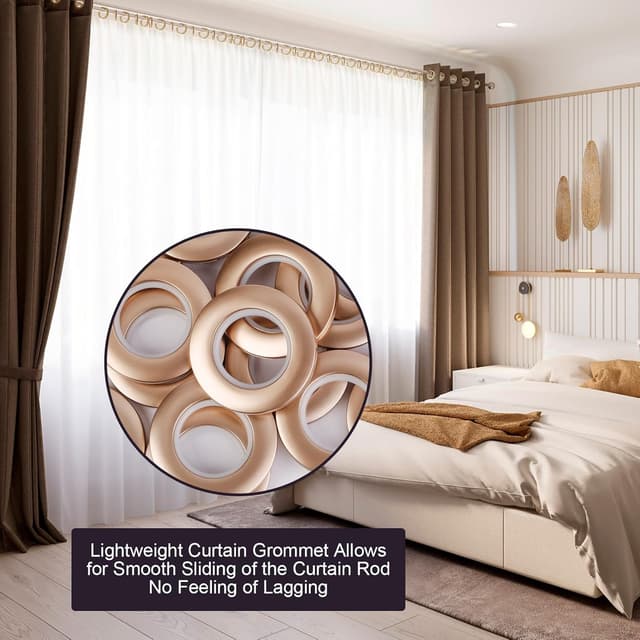 Thumbnail 6 de WCIC Anneaux Rideau 40mm Œillets pour Tringle Café 32 pièces