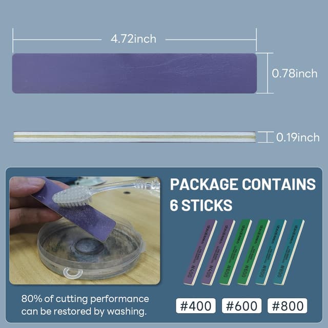 Detalle de stedi Bastoncini abrasivi per modellismo (6 pezzi #400, #600, #800) per levigatura e riparazioni
