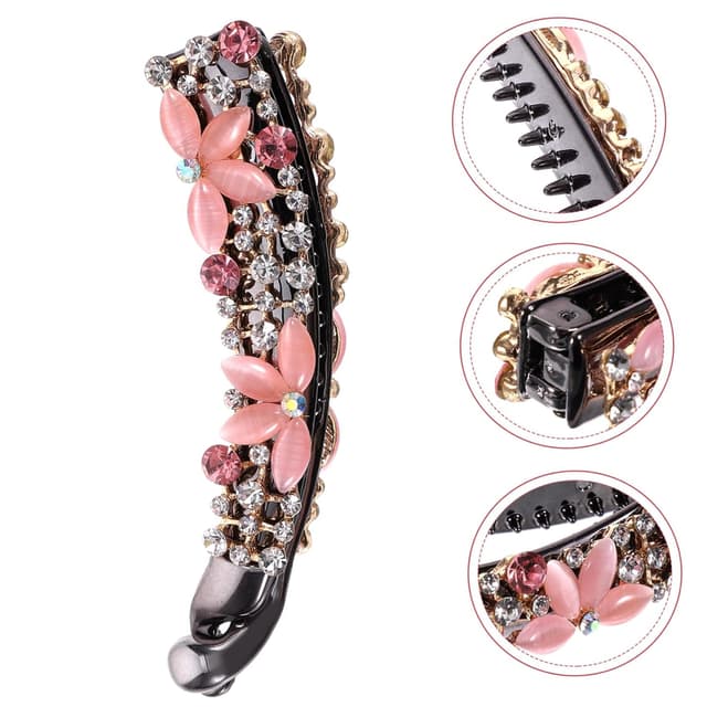 Detalle de FOMIYES Rhinestone Bananenhaarklammer – elegante Haarspange für Pferdeschwanz & Alltag