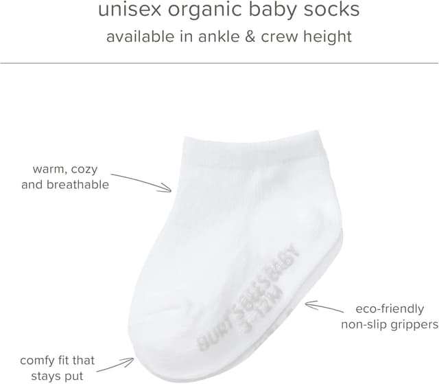 Detalle de Burt's Bees Baby Girls' Ankle Socks with Non-Slip Grips (6-Pack)